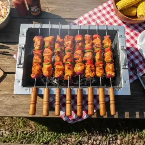 BBQ Grill Maker with 8pcs Sik – Silver