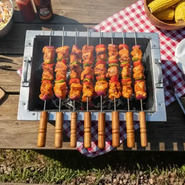 BBQ Grill Maker with 8pcs Sik – Silver
