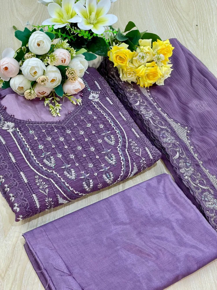 Premium Embroidered Shiffon Georgette 4-Piece For Women - Shopemart 1