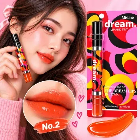 Mistine Dream Lip and Tint Orange No.02 4.7g — MISTINE makeup product
