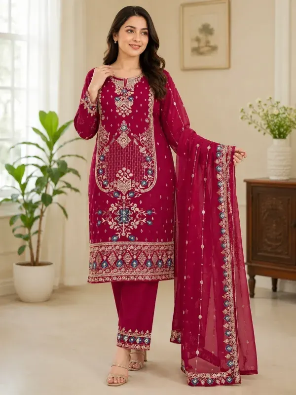 Dragon Stylish Embroidered Star Georgette 4-Piece for Women