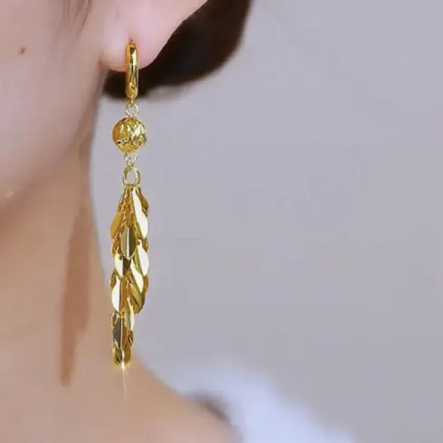 Golden Leaf Drop Earrings – Fashionable & Elegant Jewelry for Women-10153