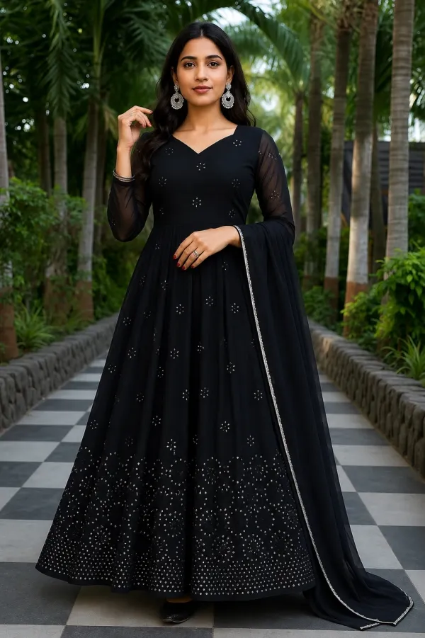 Embroidered Anarkali Gown - Shopemart 1