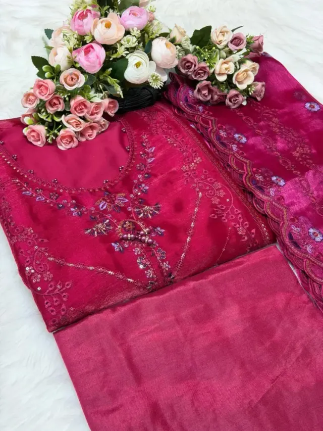 Premium Embroidered Jimmy Chu Georgette 4-Piece Set for Women - Shopemart 1
