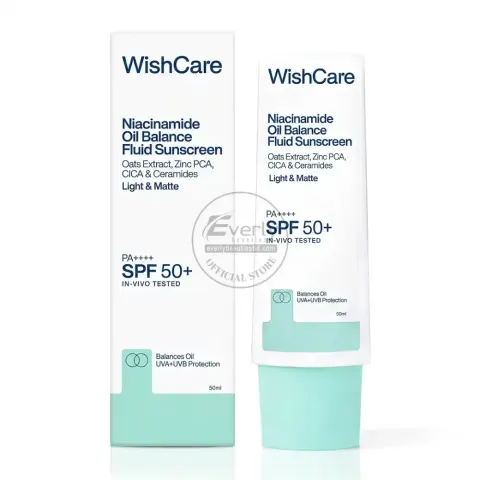 WishCare Niacinamide Oil Balance Fluid Sunscreen SPF 50 PA++++ - 50gm — Wishcare