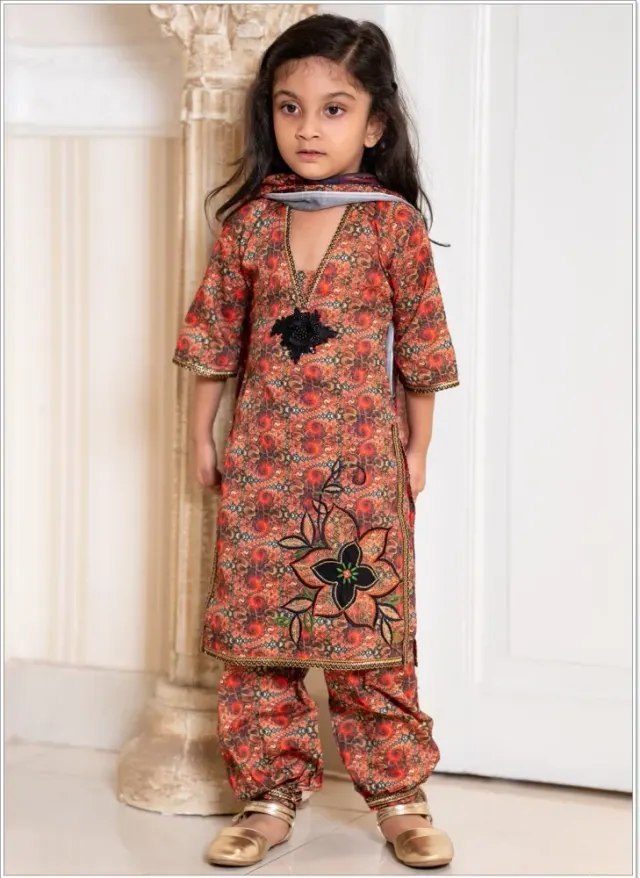 Baby Girl 3-Piece Salwar Kameez Set with Dupatta - Shopemart