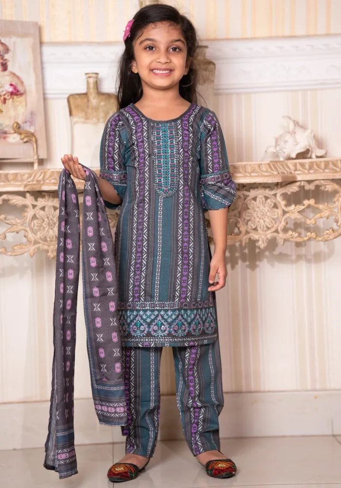Baby Girl 3-Piece Salwar Kameez Set with Dupatta - Shopemart