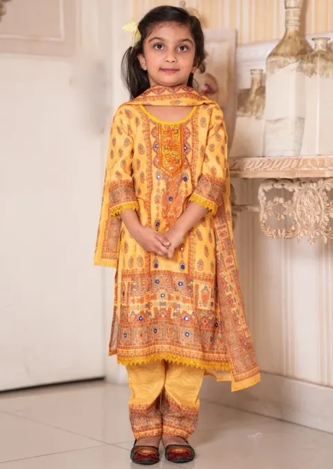 Baby Girl 3-Piece Salwar Kameez Set with Dupatta - Shopemart