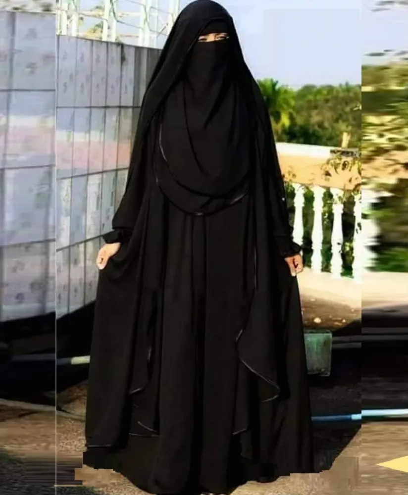Black Layered with Niqab Irani Abaya Borka