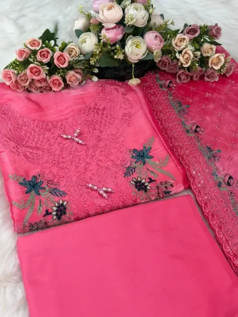 Premium Embroidered Jimmy Chu Georgette 4-Piece Set for Women - Shopemart 1