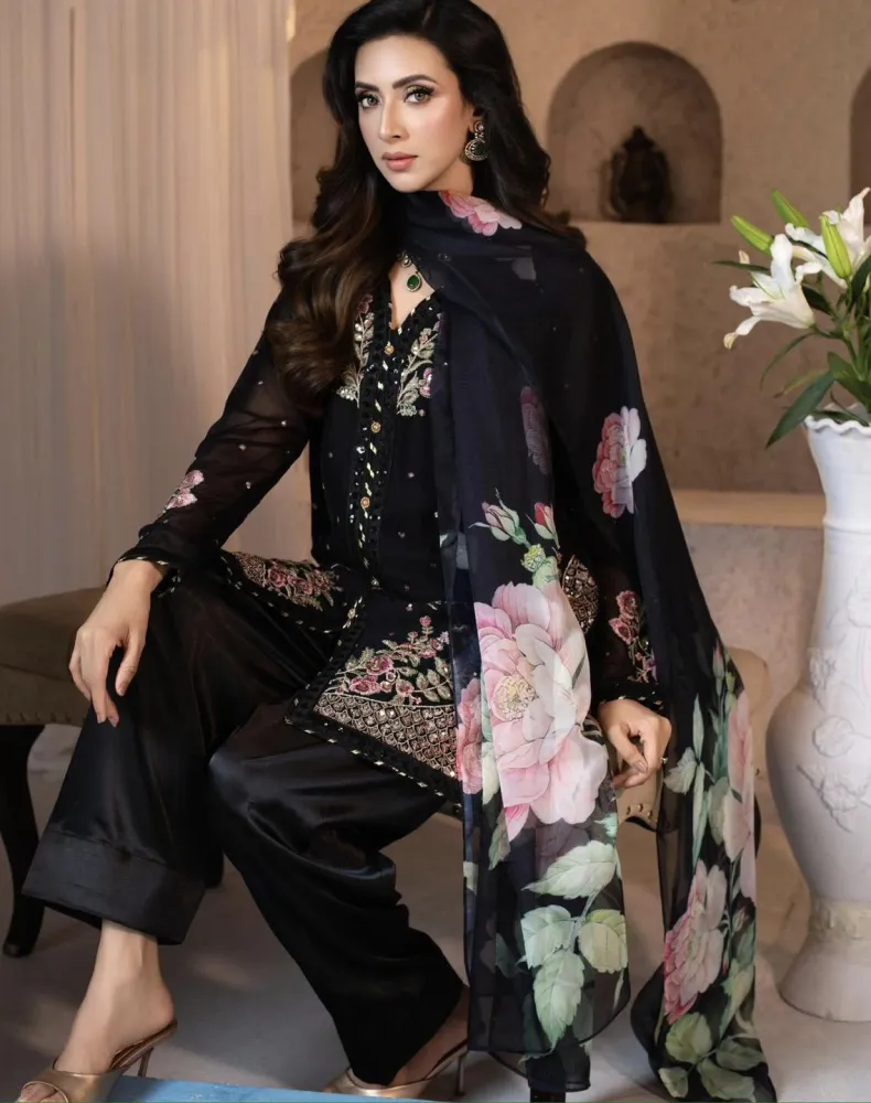 Premium Embroidered Soft Georgette 4-Piece For Women - Shopemart 1