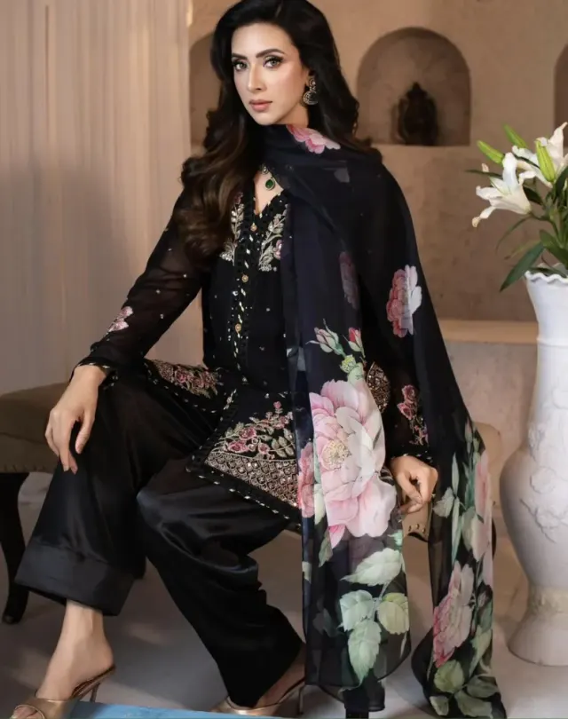 Premium Embroidered Soft Georgette 4-Piece For Women - Shopemart 1